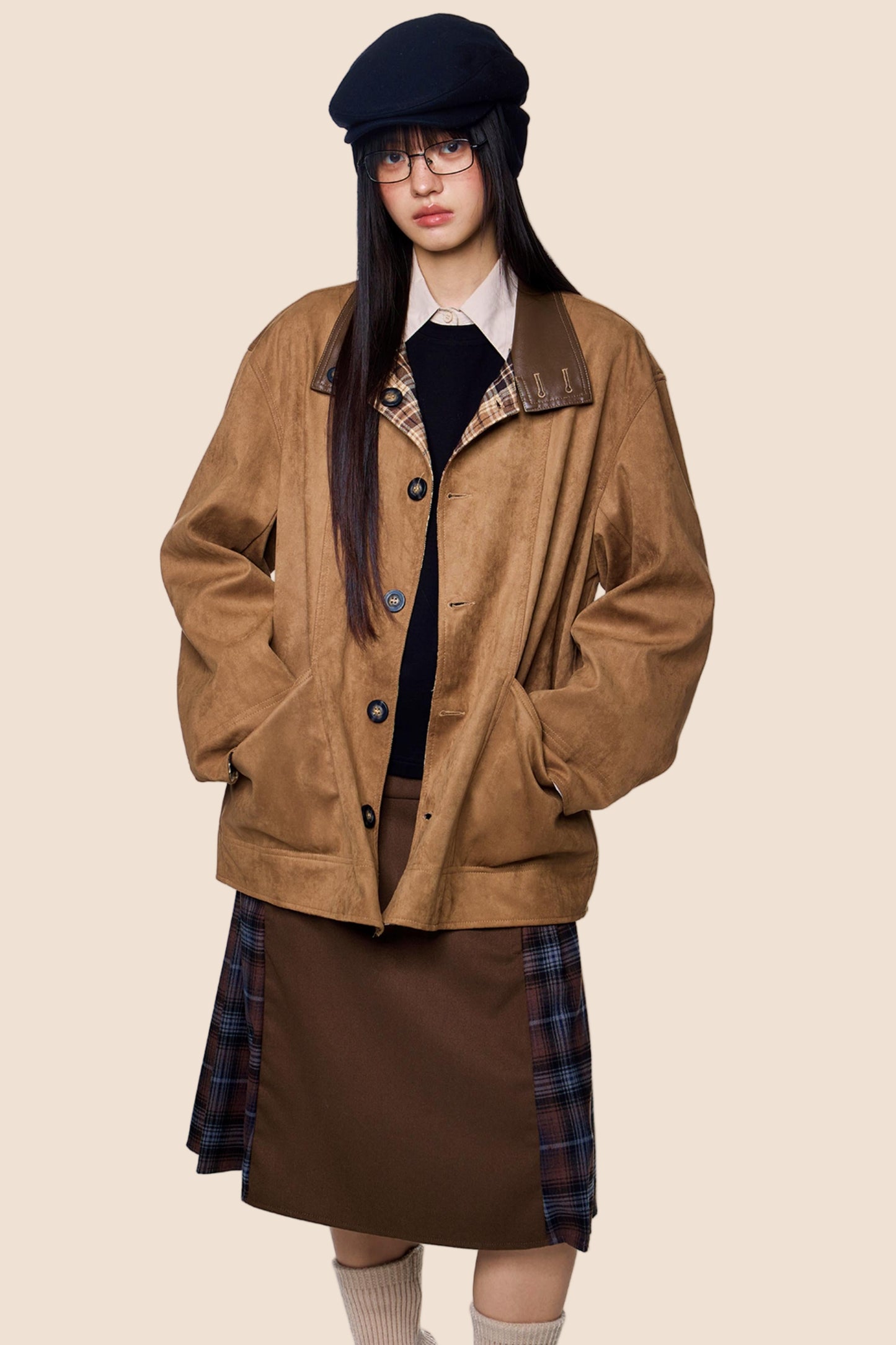 Vintage Suede Plaid Jacket