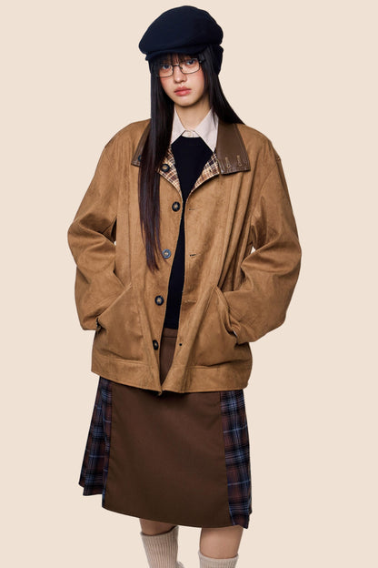 Vintage Suede Plaid Jacket