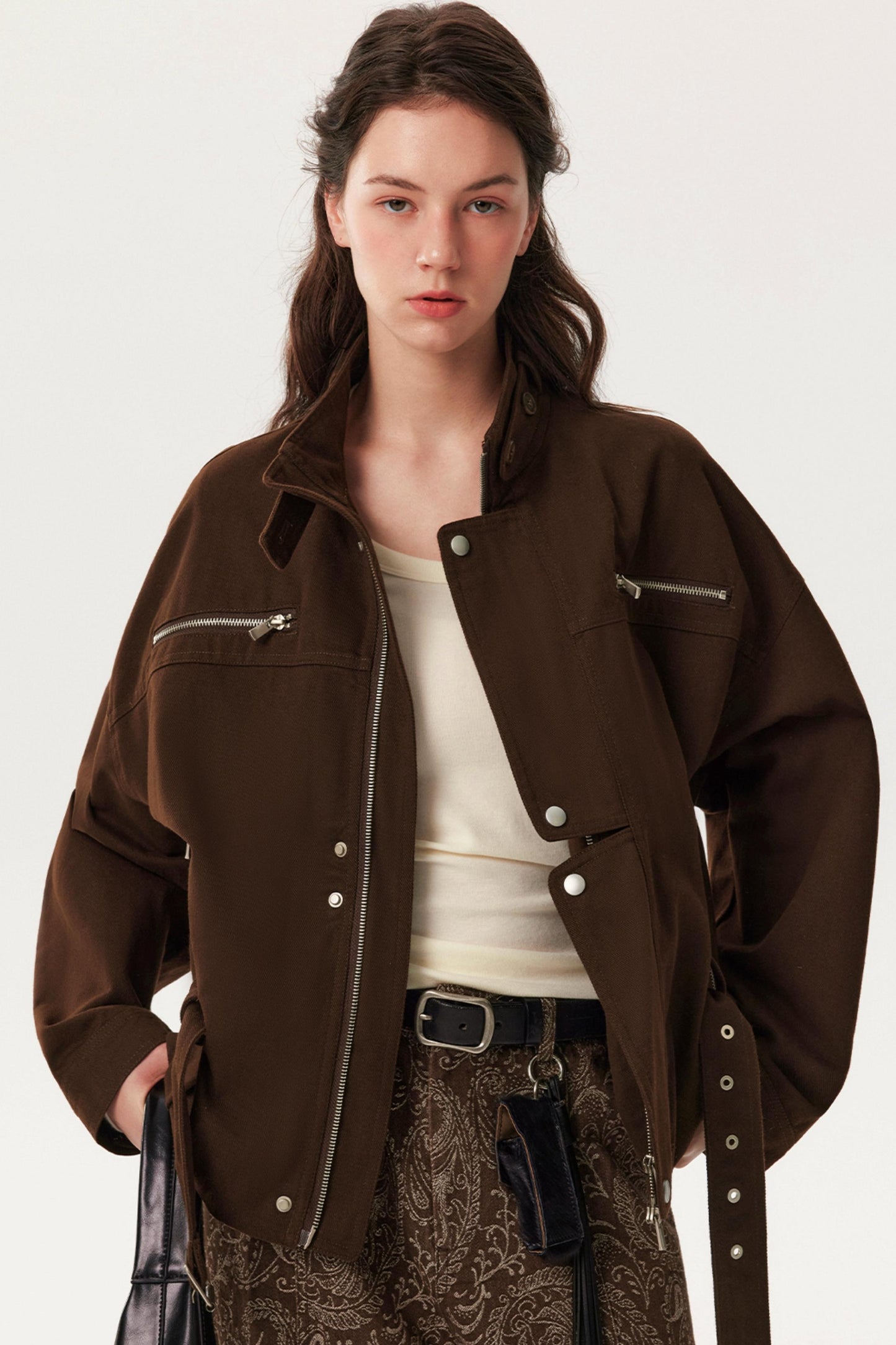 Silhouette Distressed Lace-Up Jacket