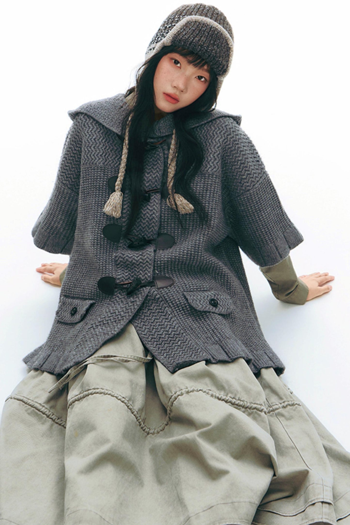 Vintage Horn Button Hooded Coat