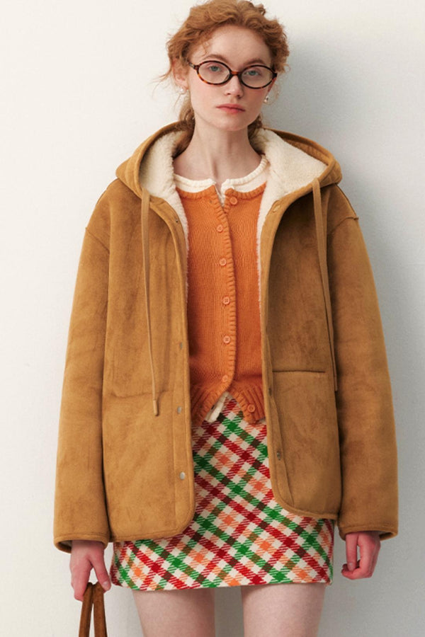 Reversible Hooded Suede Jacket