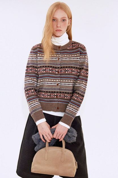 Light Retro Wool Fair Isle Cardigan