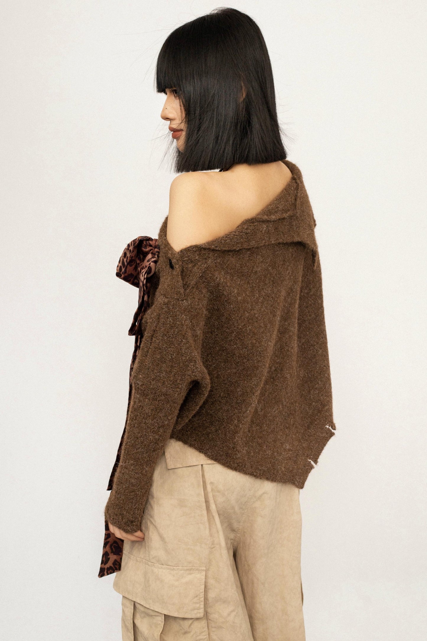 Retro Off-Shoulder Knit Sweater