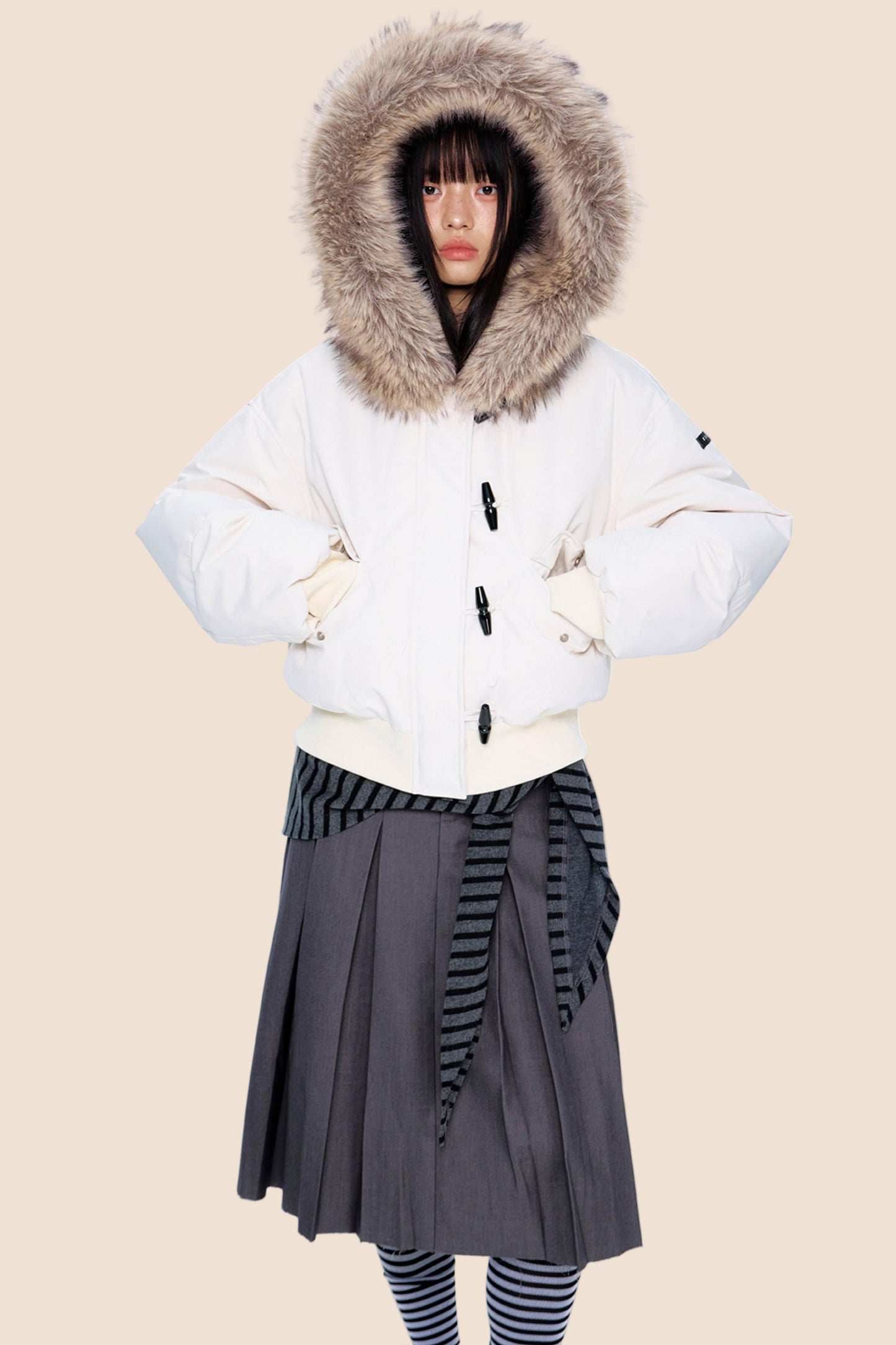 Large Fur Collar Parka Jacket
