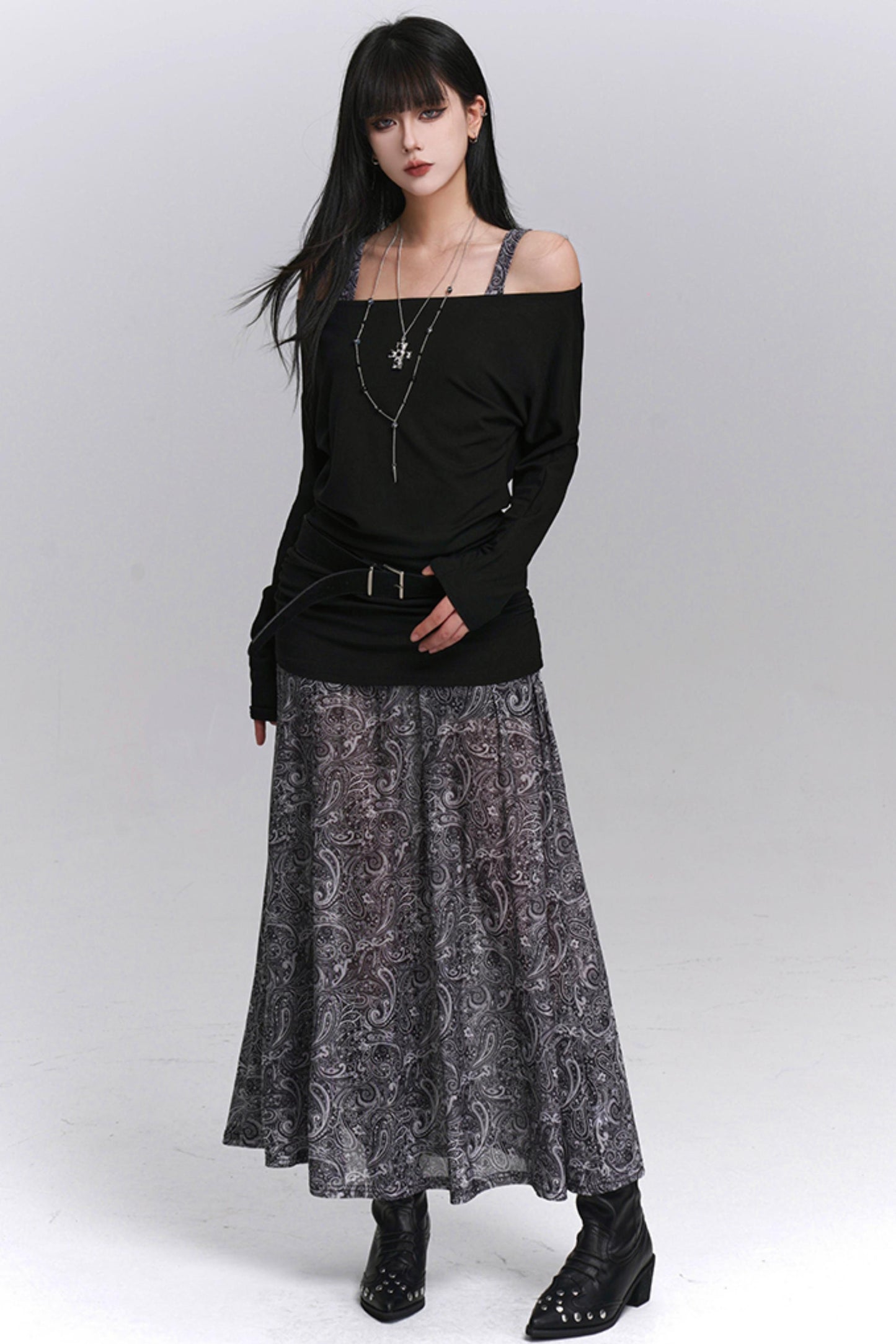 Autumn One-Shoulder Camisole Dress Set