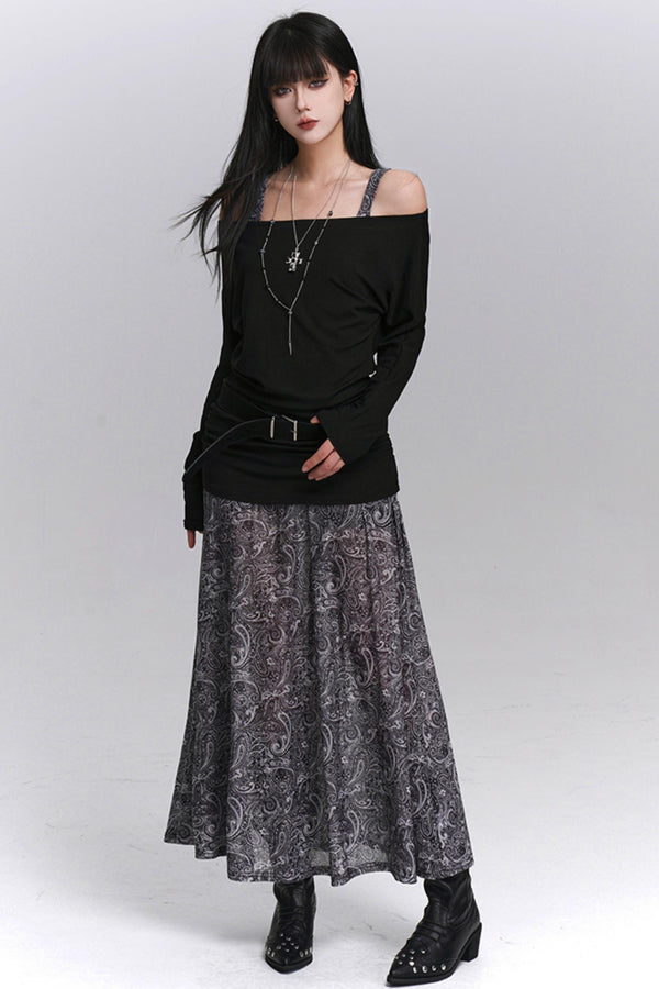 Autumn One-Shoulder Camisole Dress Set