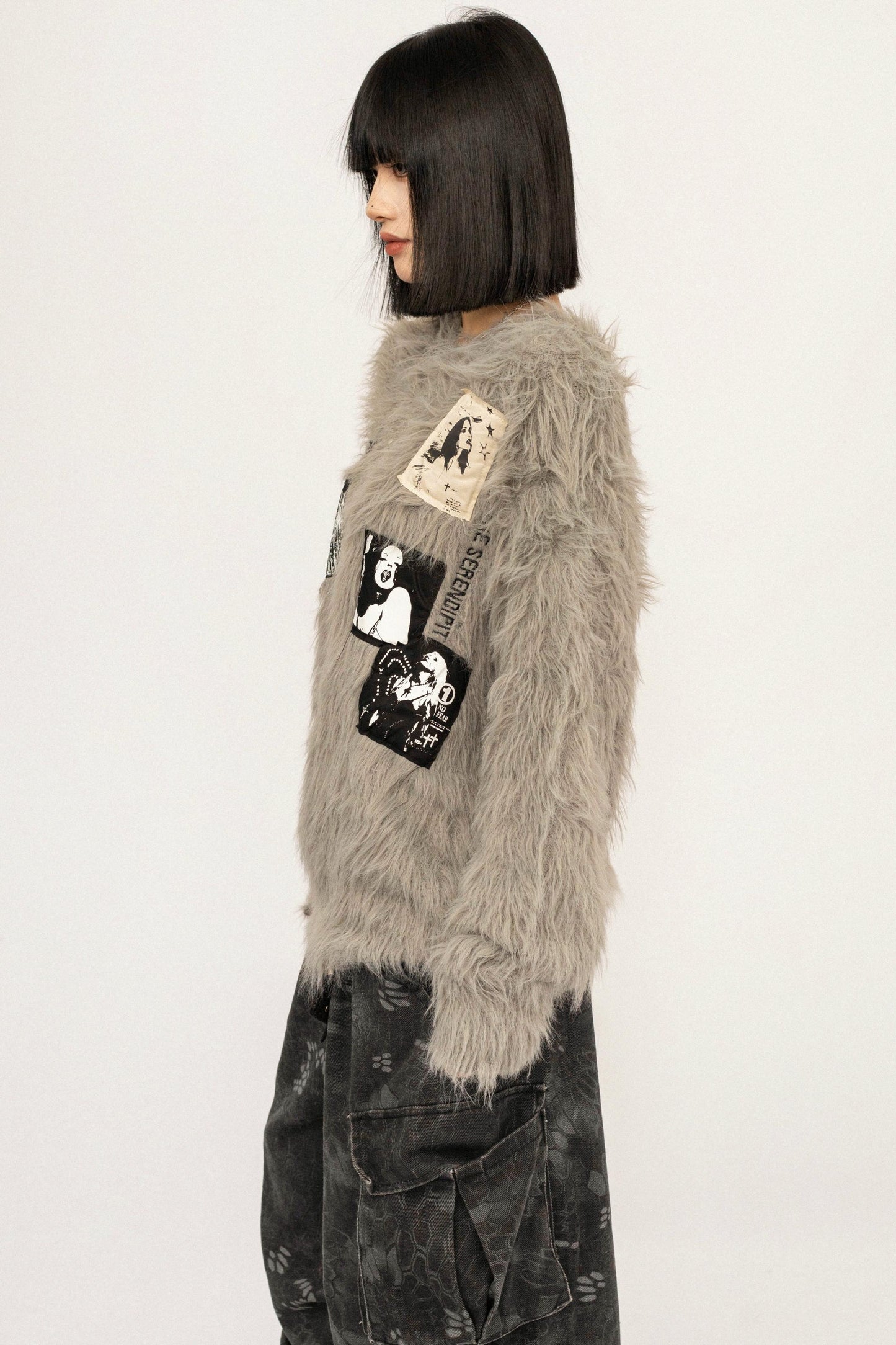 Retro Gray Knit Sweater