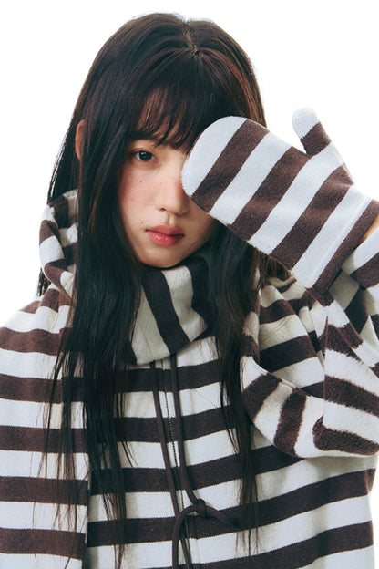 Stand-Up Striped Sweatshirt Jacket Set-Up