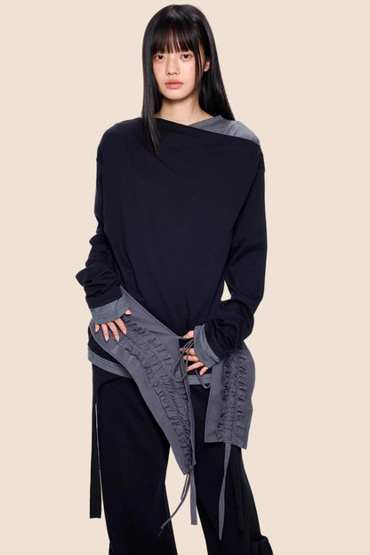 Structured Color-Block Blouse