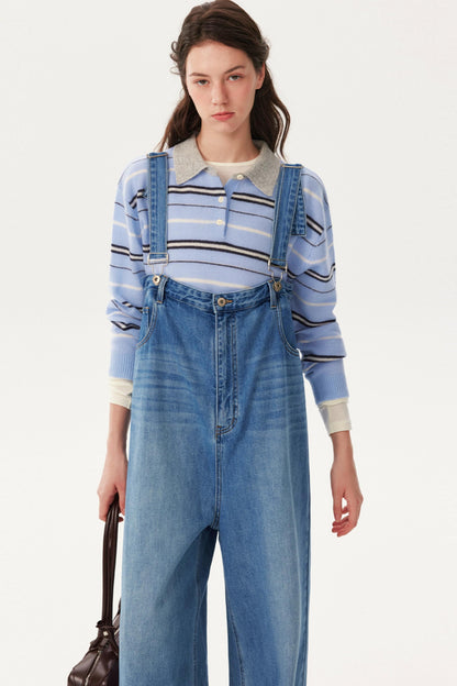 Retro Blue Denim Jumpsuit