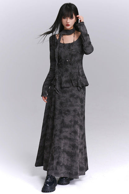 Good-Looking Noble Gray Skirt Set-Up