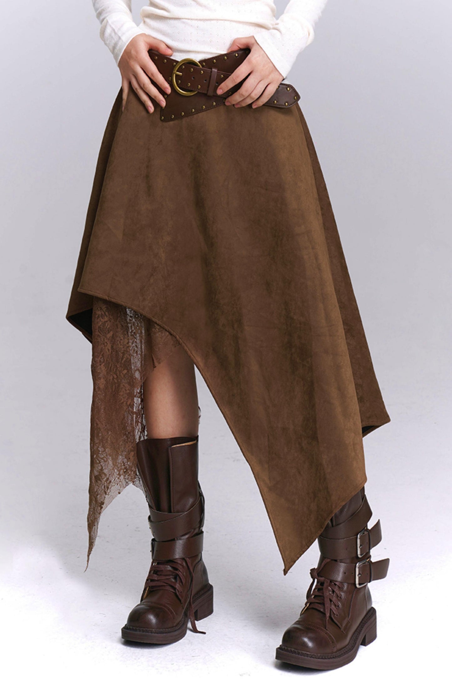 Coffee Suede Skirt