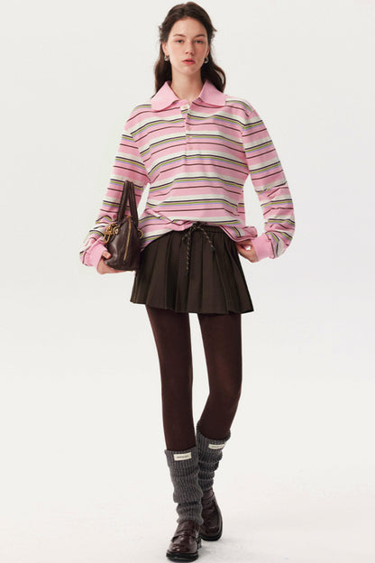 Autumn Texture Long-Sleeved Polo Shirt