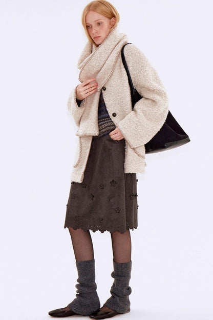 Soft Beige Woolen Coat Set