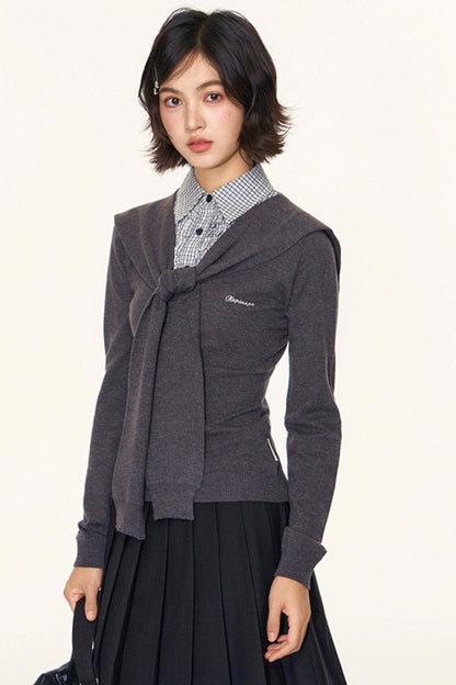 Navy Collar Knit Sweater