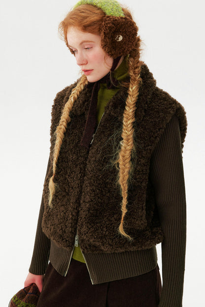 Knitted Patchwork Shearling Jacket