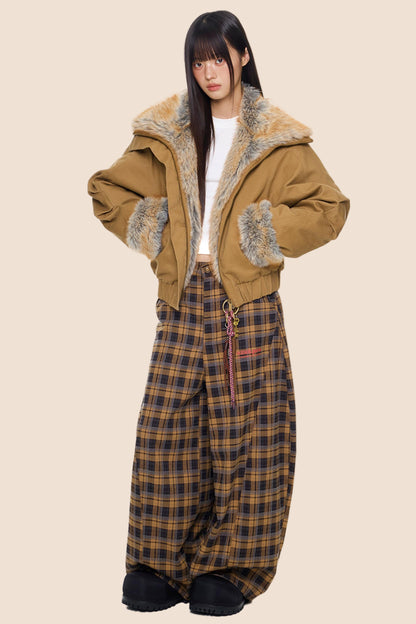 Furry Lapel Cotton Jacket