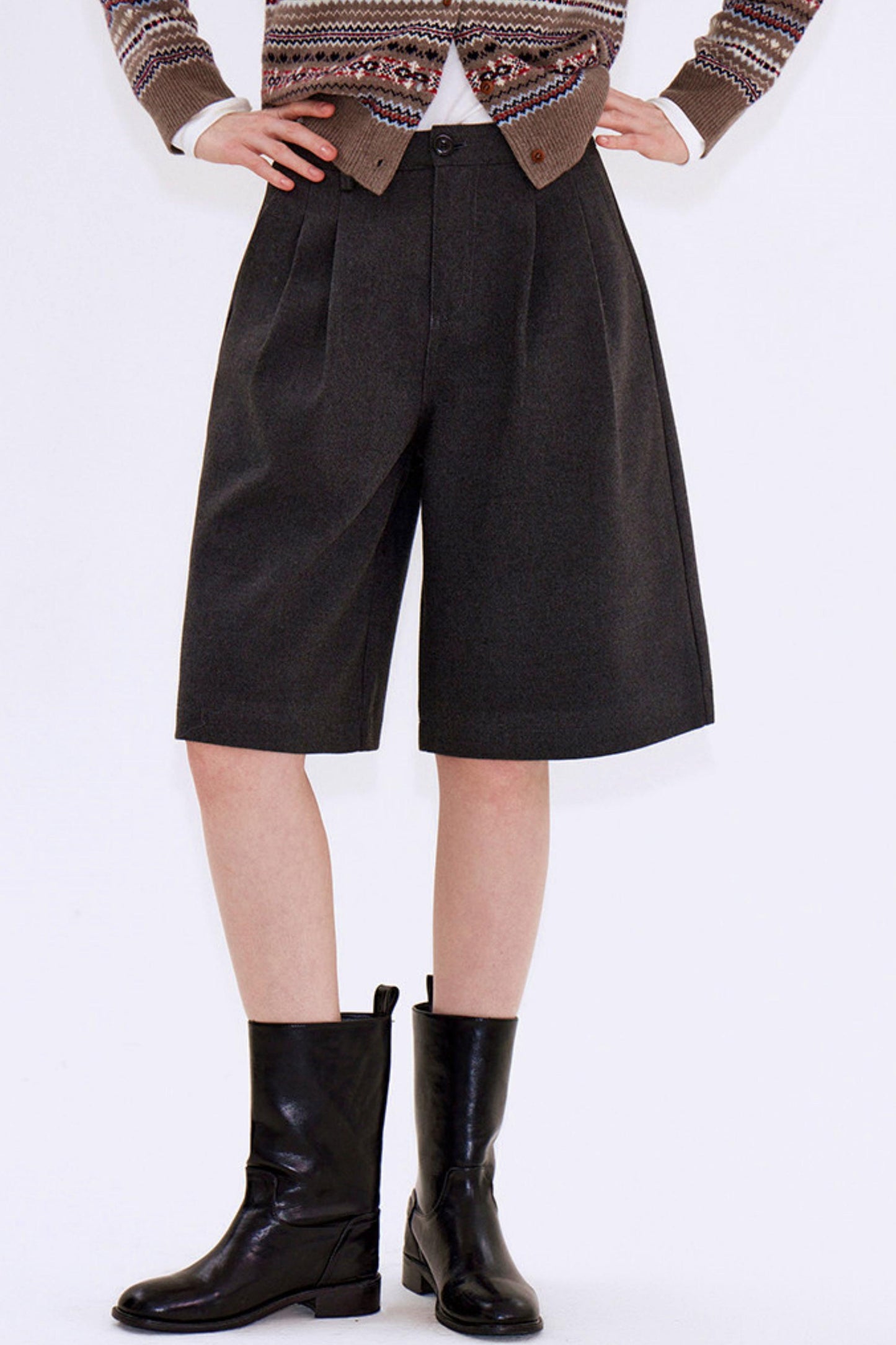 Retro Mist Gray Pleated Pants