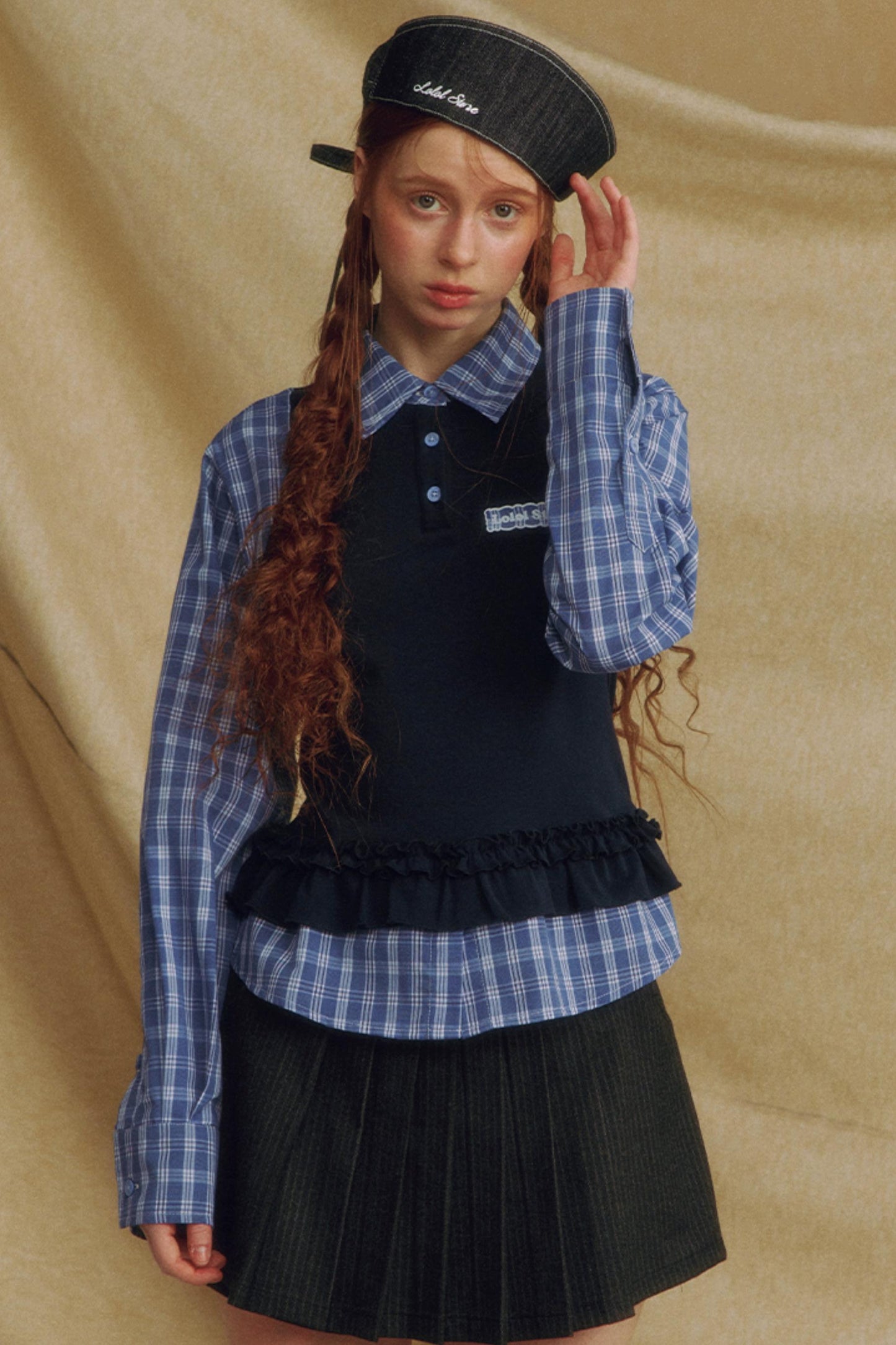 Chic Plaid Lace Layered Top