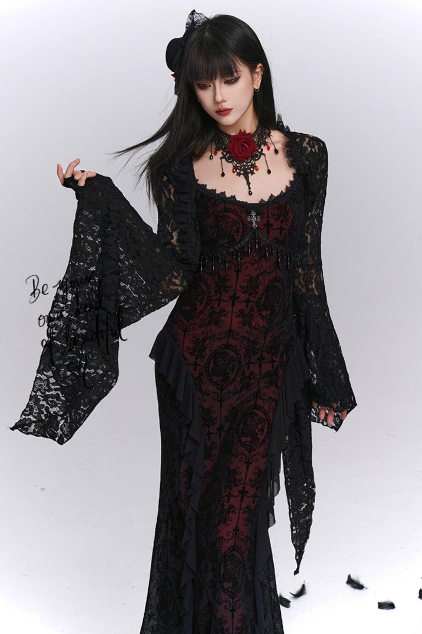 Gothic Black Camisole Dress Set-Up