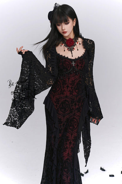 Gothic Black Camisole Dress Set-Up