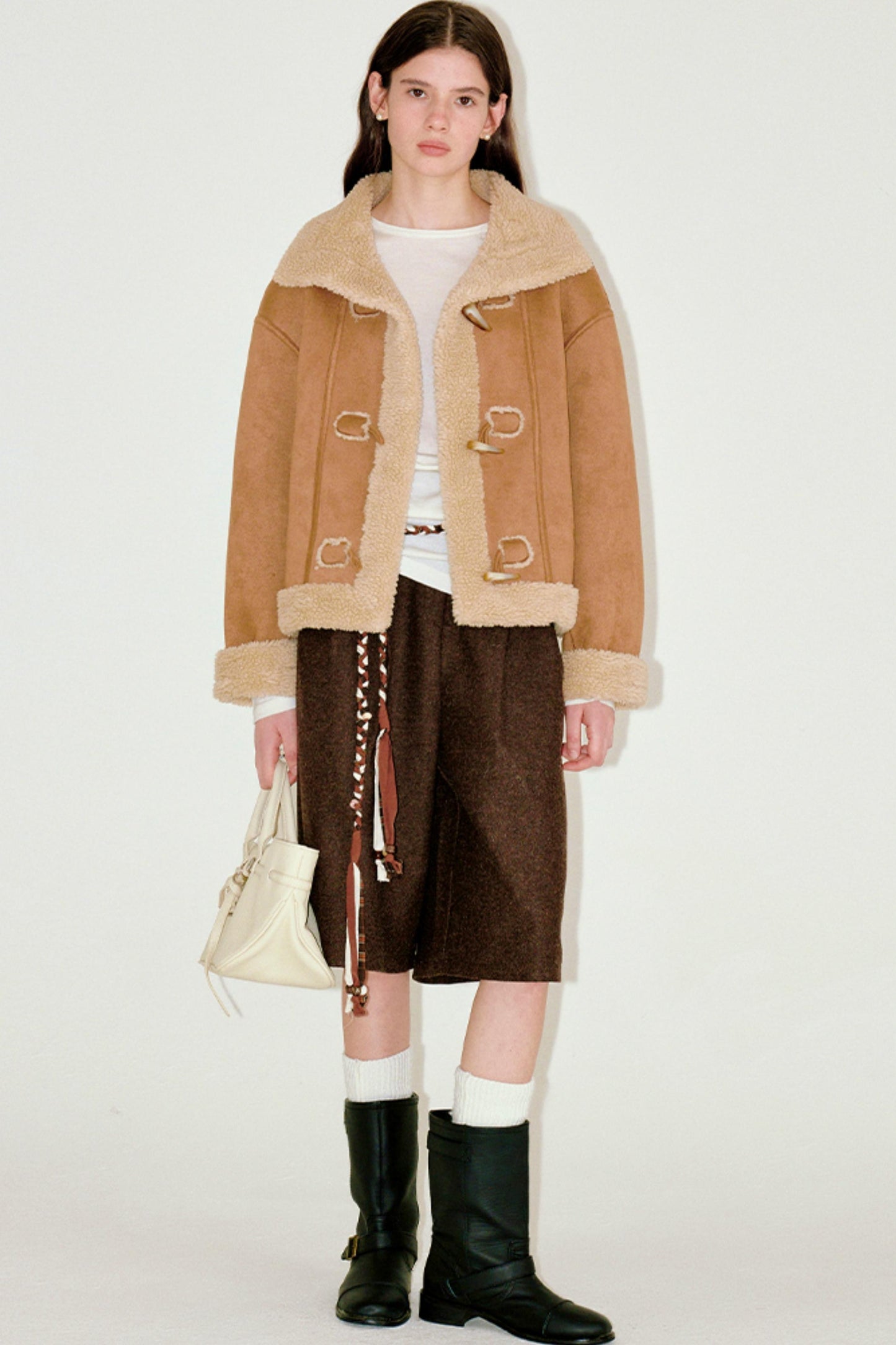 High-Neck Faux Fur Coat