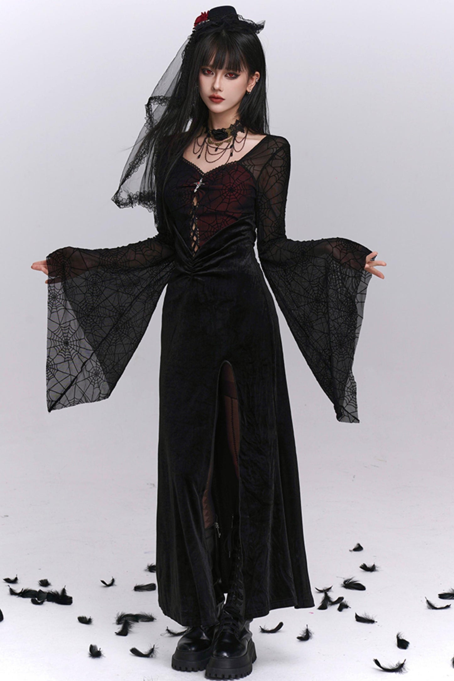 Sexy Gothic Flared Sleeve Dress