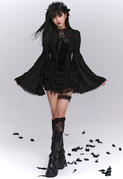 Black Puffy Black Culotte Set-Up