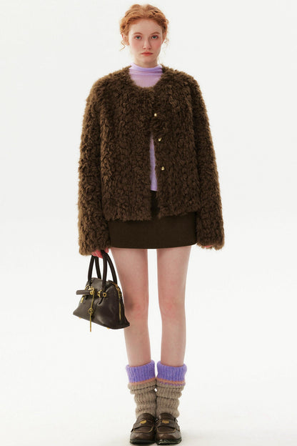 Brown Retro Woolen Skirt