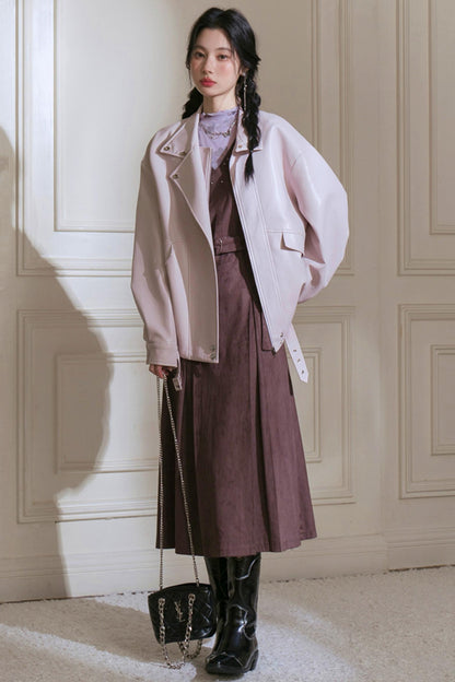 Grey Studded Deerskin Vest Dress