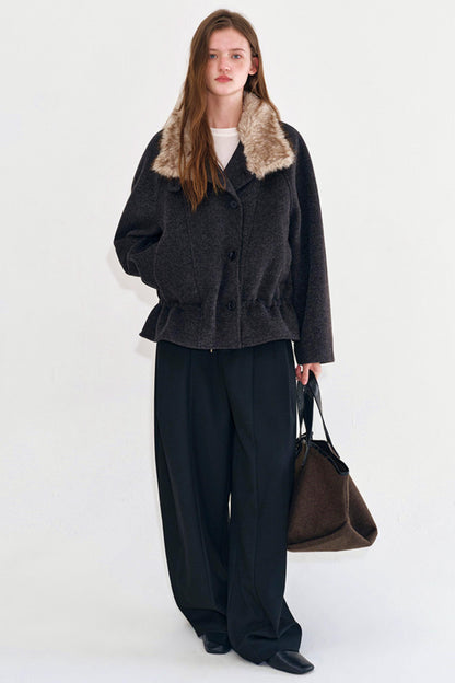 Sunset Wool Fur Collar Coat