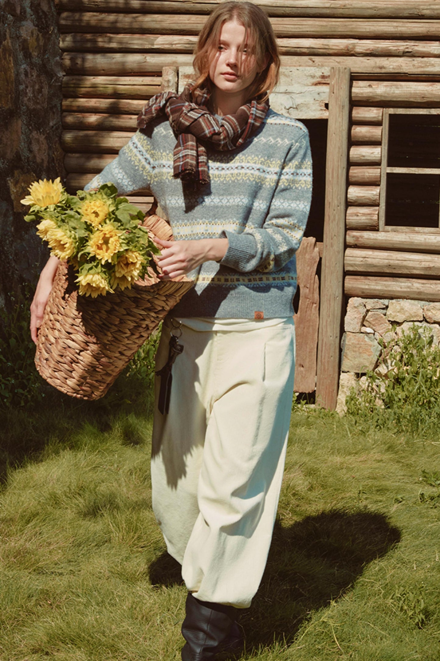 Color-Blocked Fair Isle Wool Sweater