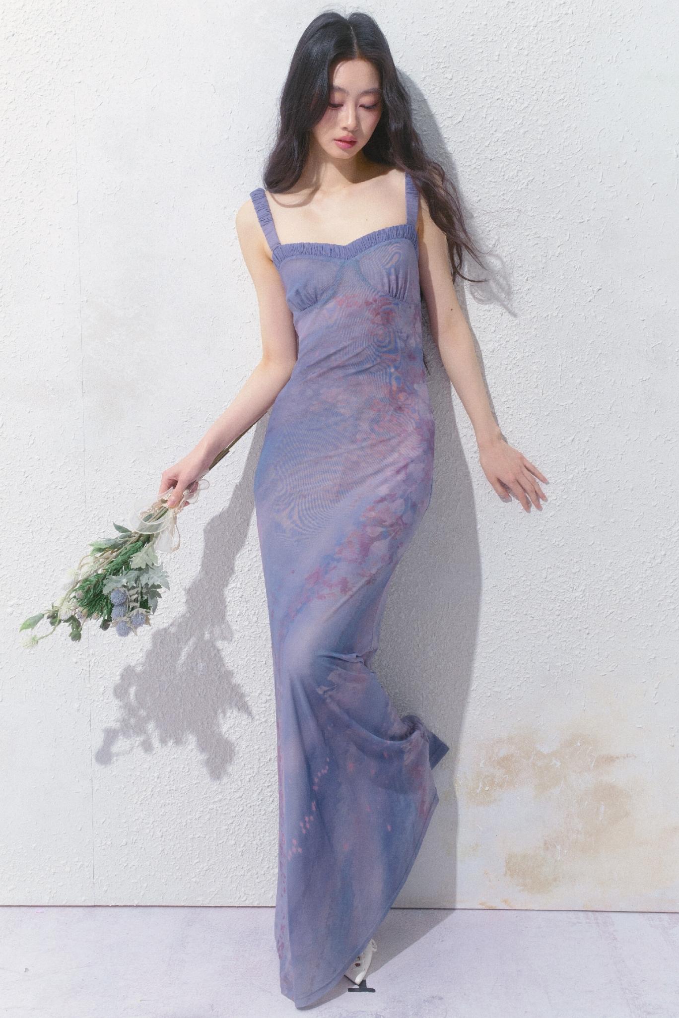 Purple Pleated Summer Dress