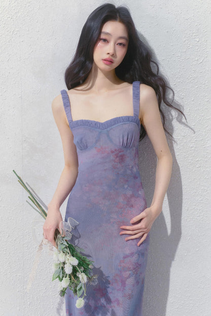 Purple Pleated Summer Dress