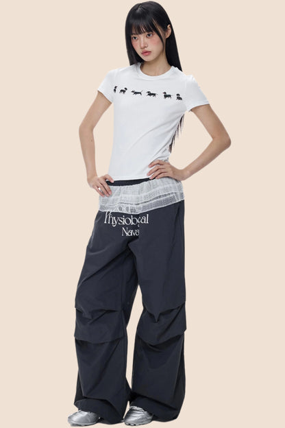 Cute Puppy Print Short Sleeve T-shirt