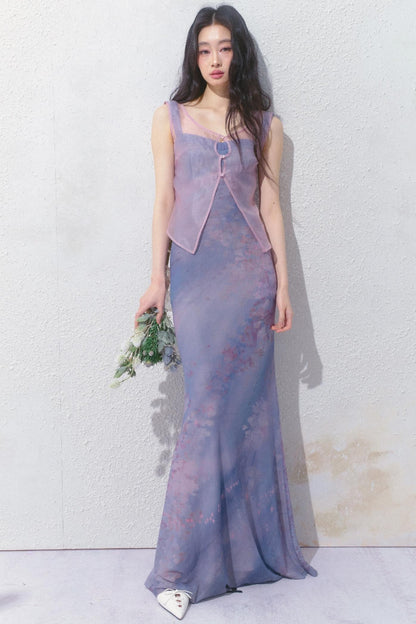 Purple Pleated Summer Dress