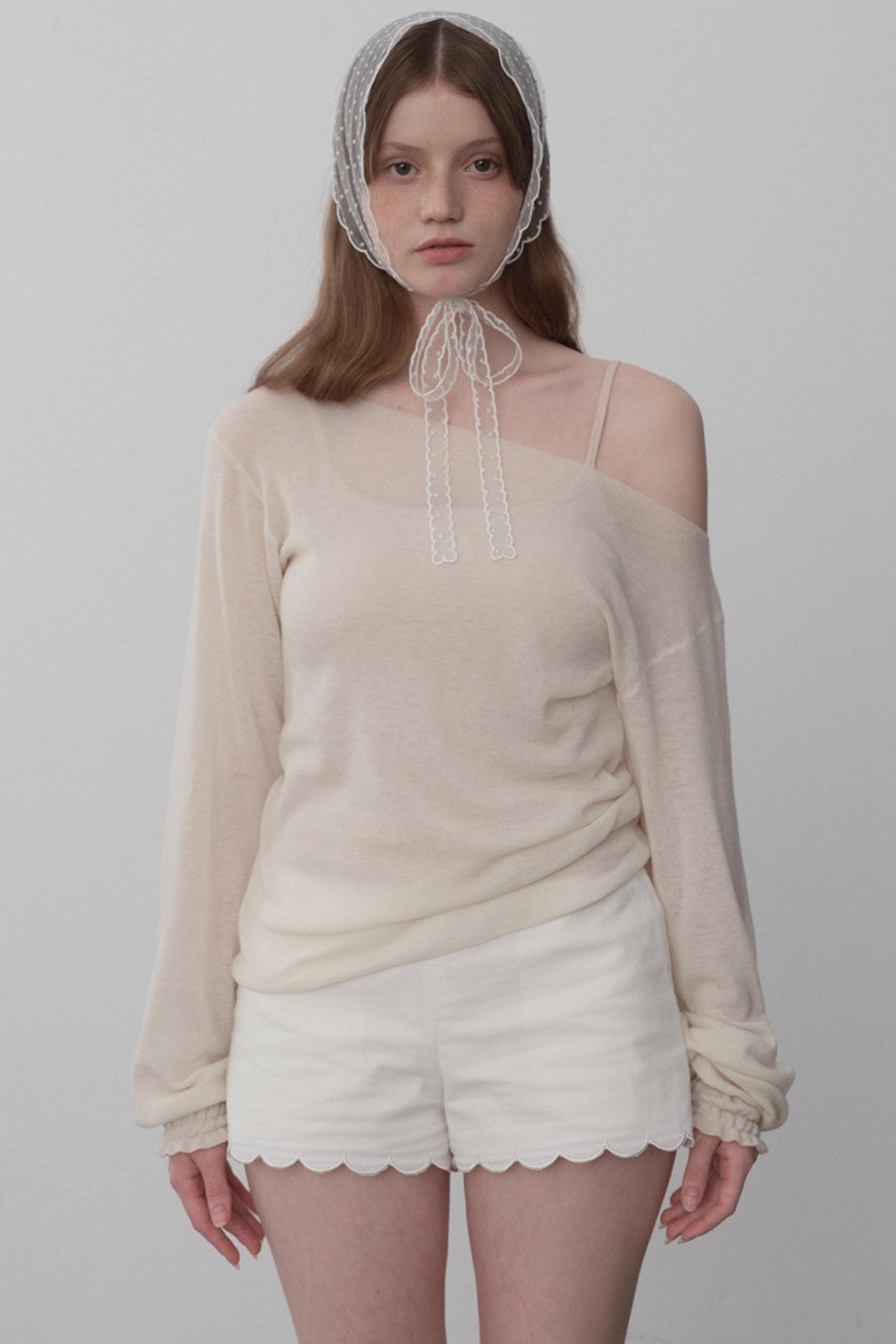 White Tea Chiffon Knit Top