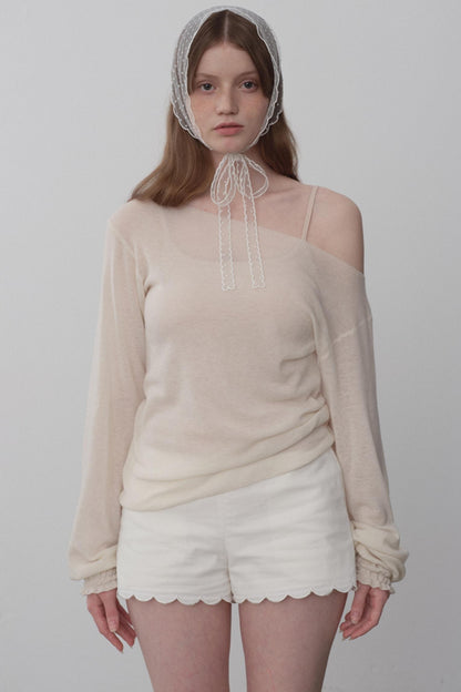 White Tea Chiffon Knit Top