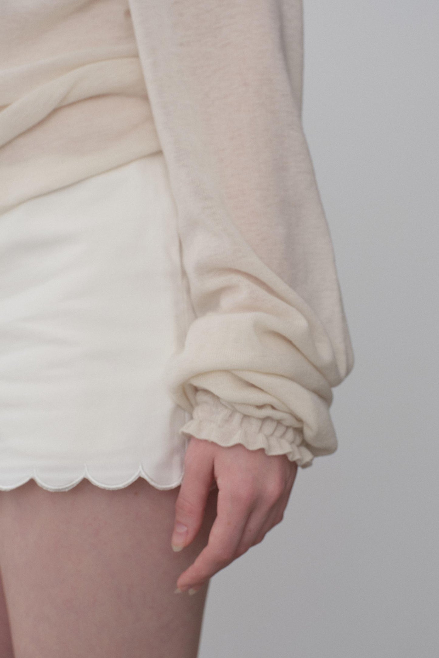 White Tea Chiffon Knit Top