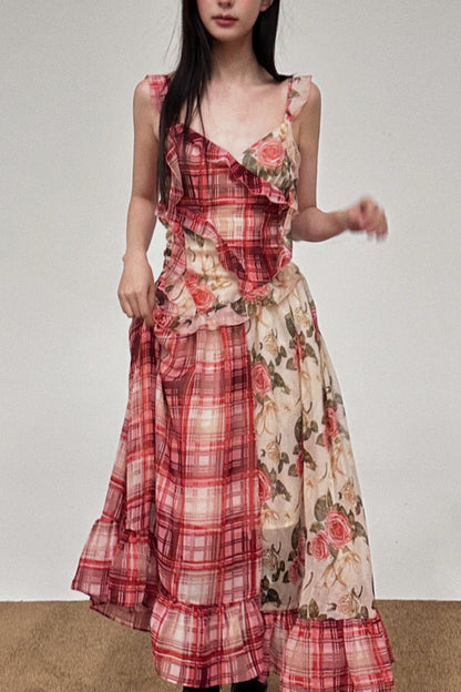 Floral Ruffle Halter Dress