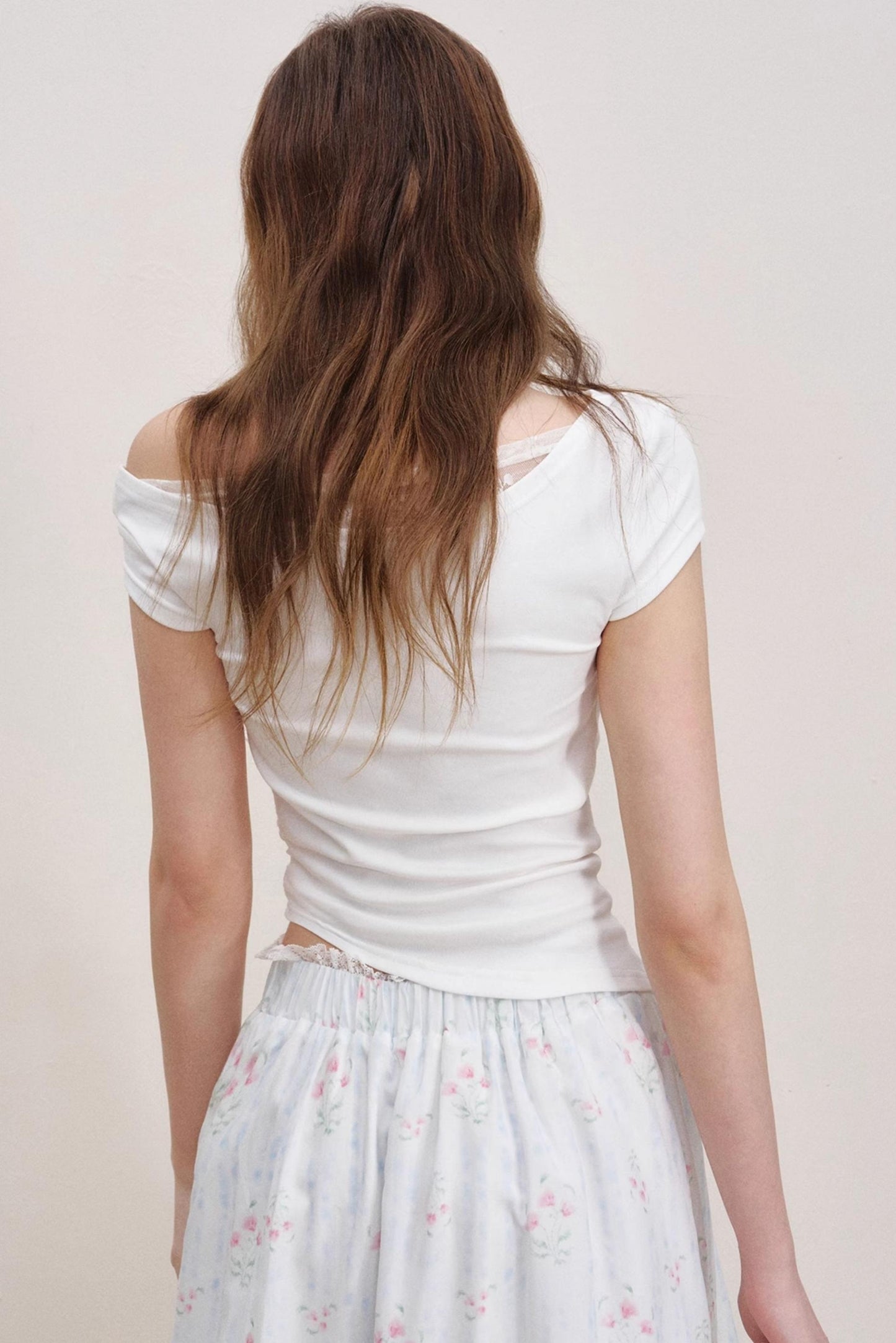 Asymmetric Lace Petal Tee