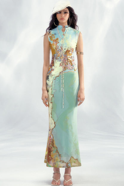 Tri-Color Chinoiserie Dress