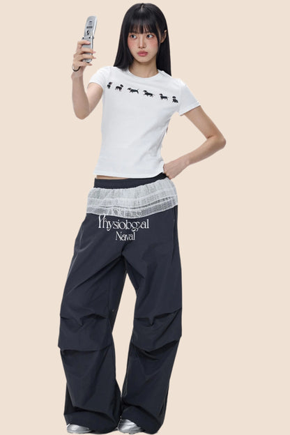 Cute Puppy Print Short Sleeve T-shirt