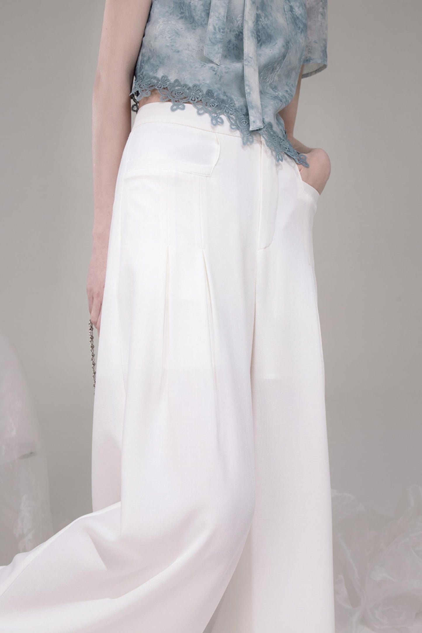 Blue Bow Waist Skirt Set-Up