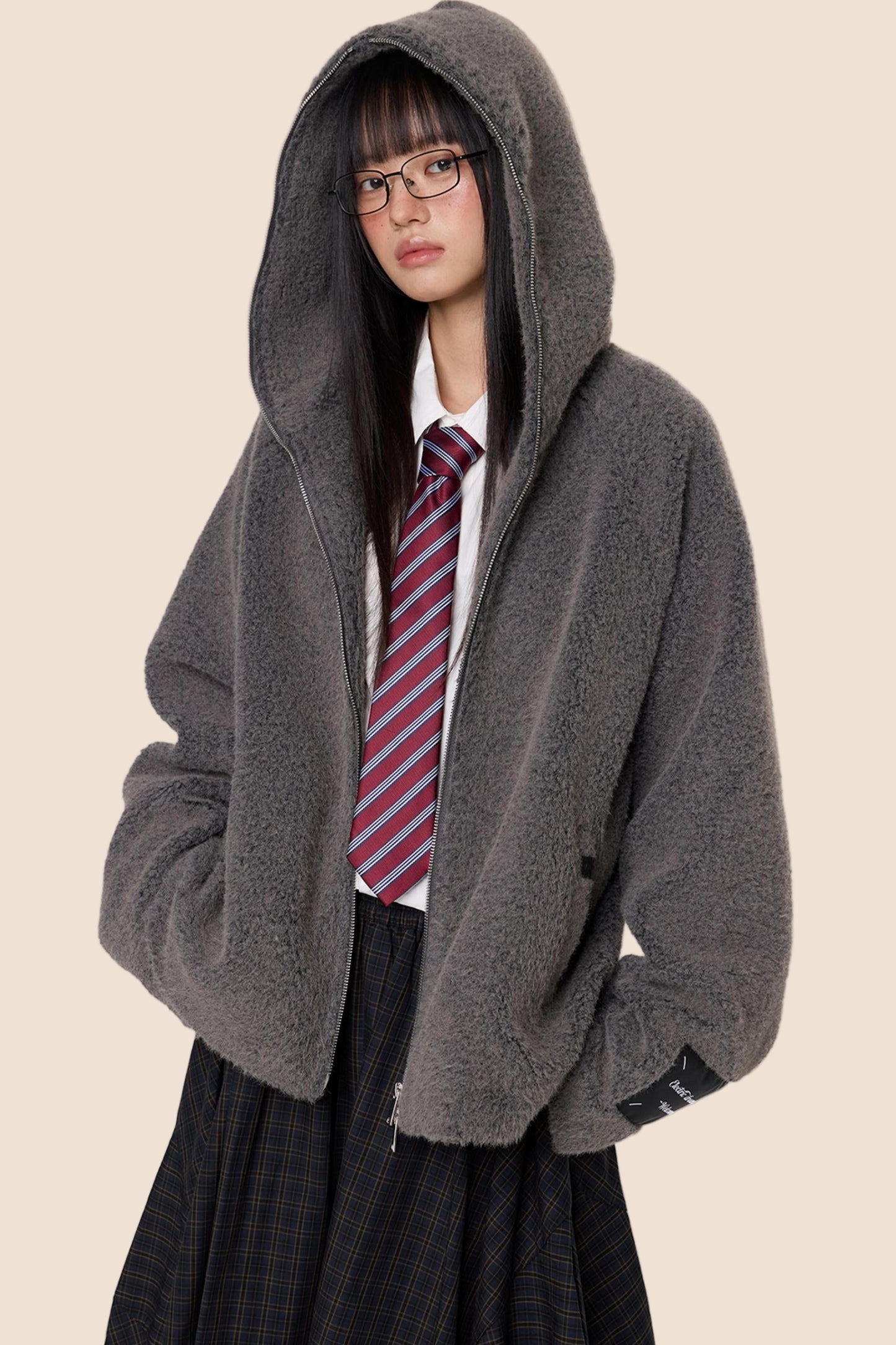 Lazy Retro Hooded Cardigan Jacket