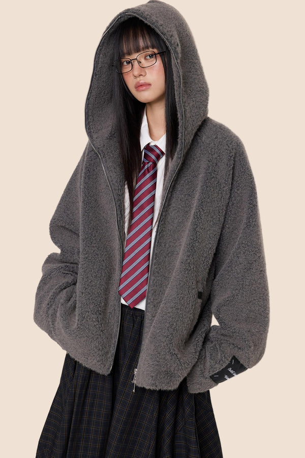 Lazy Retro Hooded Cardigan Jacket