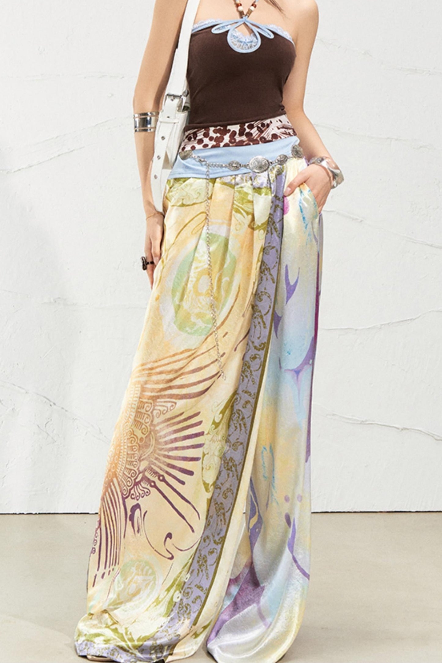 West Draped Wide-Leg Trousers
