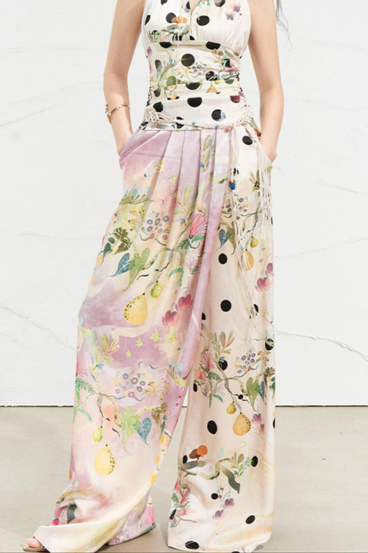 West Draped Wide-Leg Trousers