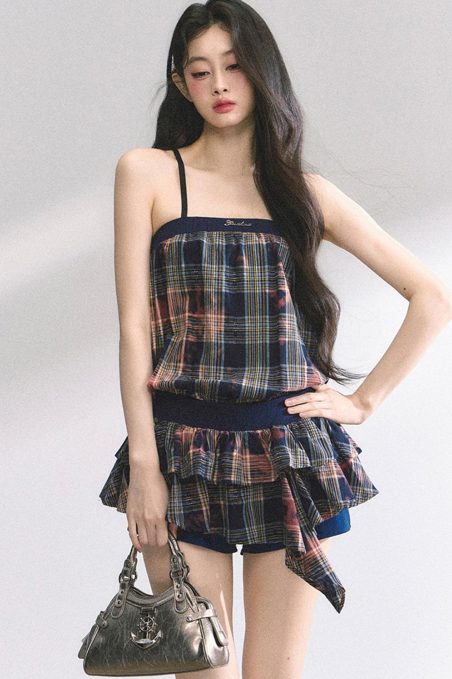Summer Plaid Halter Dress
