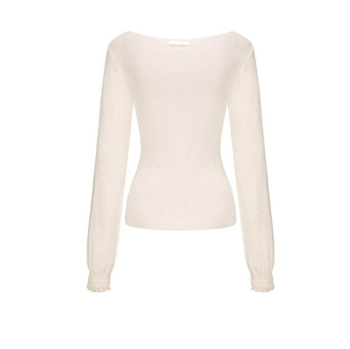 White Tea Chiffon Knit Top